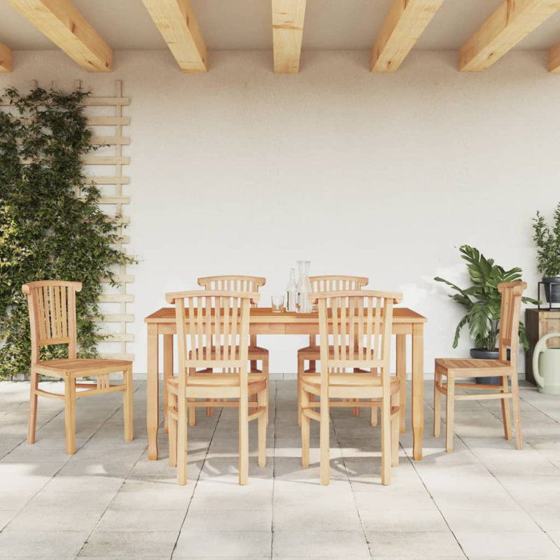 Soldonia Wood Patio Dining Set with Rectangular Table, 6
