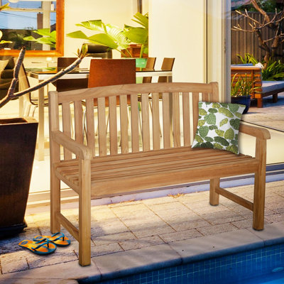 Casanova Solid Teak Wood Patio & Garden Bench by Highland Dunes