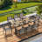 9-Piece Outdoor Dining Set with Rectangular Table and 8 Stackable  Textile Chairs, Brown