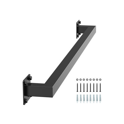4ft Wall Mounted Stair Handrail Black Iron 250lbs Load Capacity Square Tube