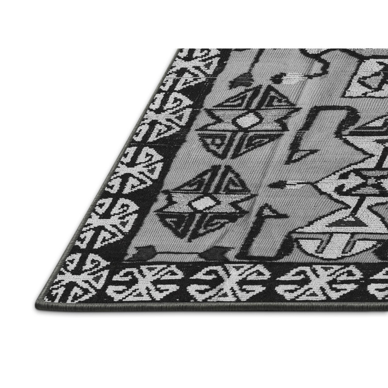 Tapis oriental gris tissé à la machine, Rectangle 7 pi x 9 pi