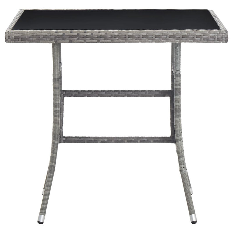 Garden Table 80X80x74 Cm Poly Rattan, Black, Grey