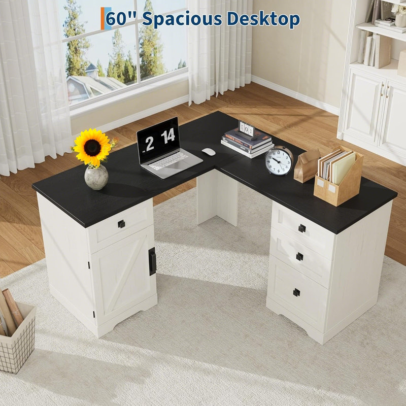 Bureau en L 60 po, Noir