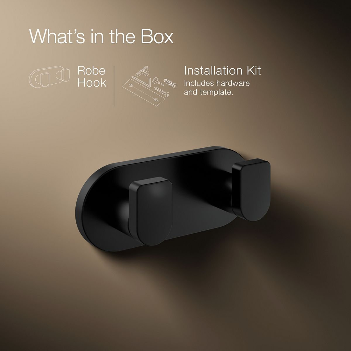 Composed Wall-Mounted Double Robe Hook, Matte Black
