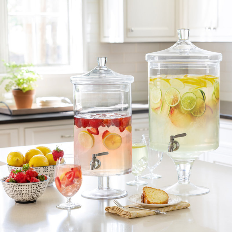 Elegant Clear Glass Beverage Dispenser with Spout, 12qt