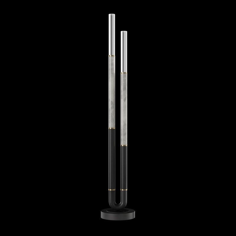 Antonia 71.5"H Floor Lamp, Black/Brass/Smoke