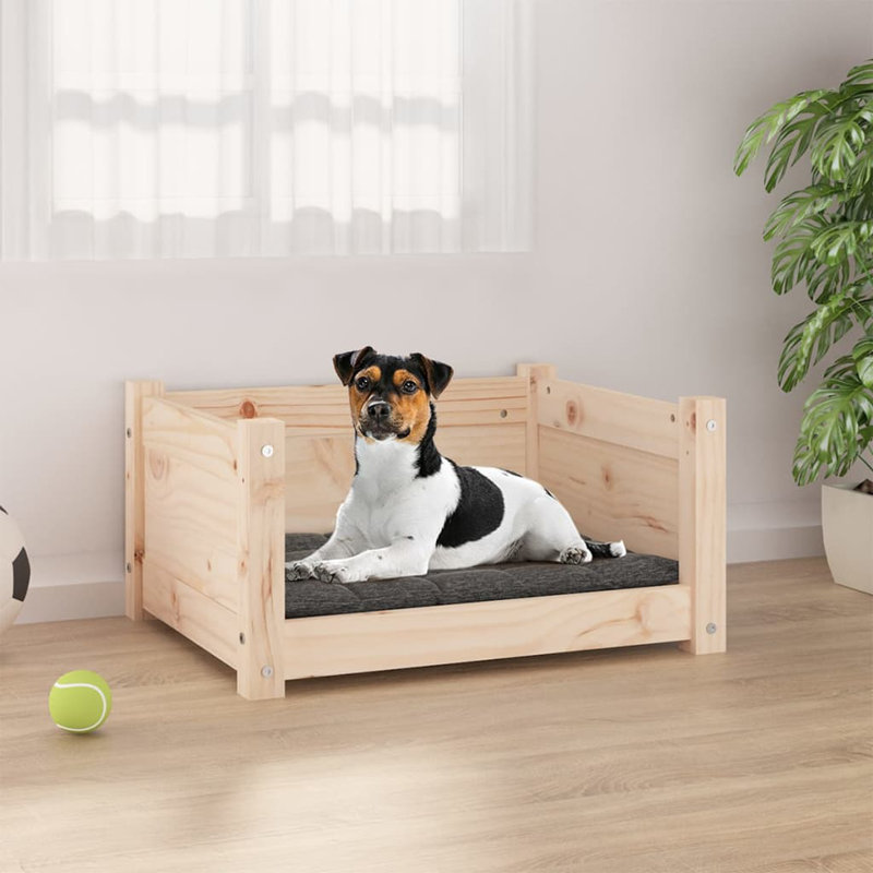 Solid Wood Pet Bed, Natural, 28cm H x 55.5cm W x 45.5cm D