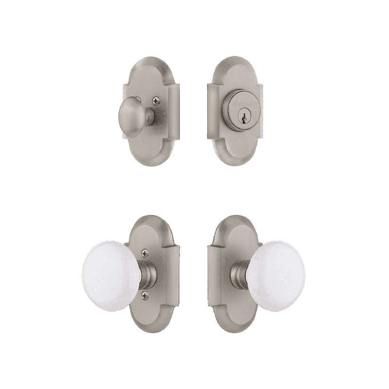 Nostalgic Warehouse Cottage Entry Set with Brown Porcelain Knob, 2.75", Brown/Antique Brass