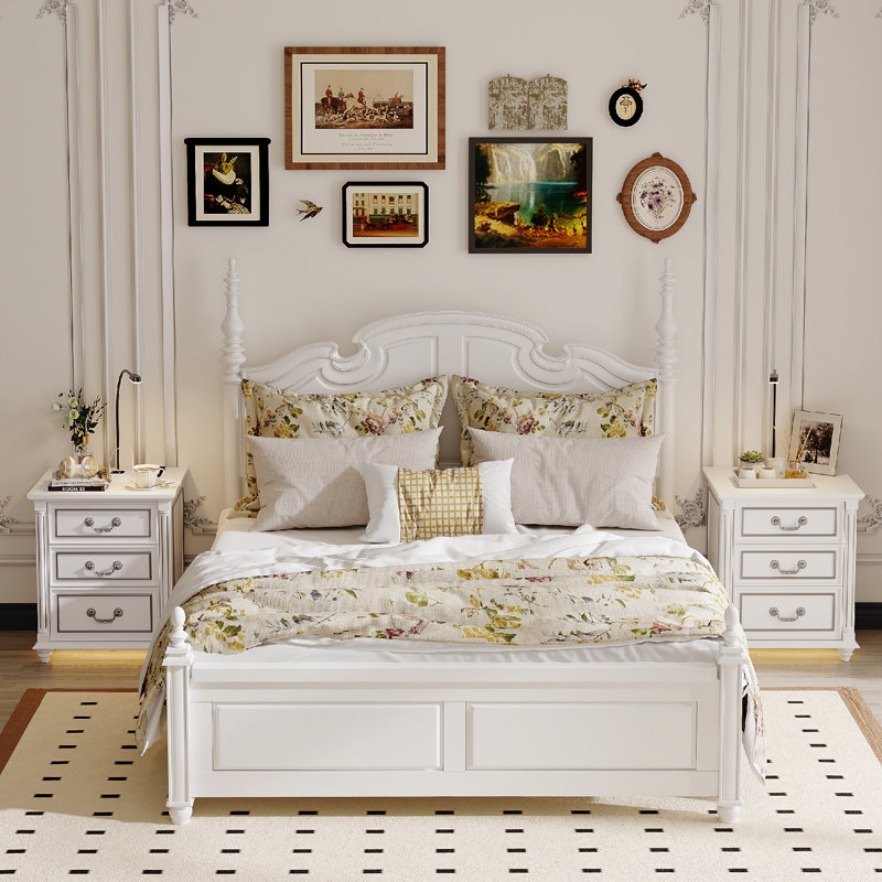 3 Drawer Bedside Table With Reading Light, White