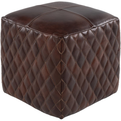 Tearsa 18" Wide Genuine Leather Square Cube Ottoman by 17 Stories