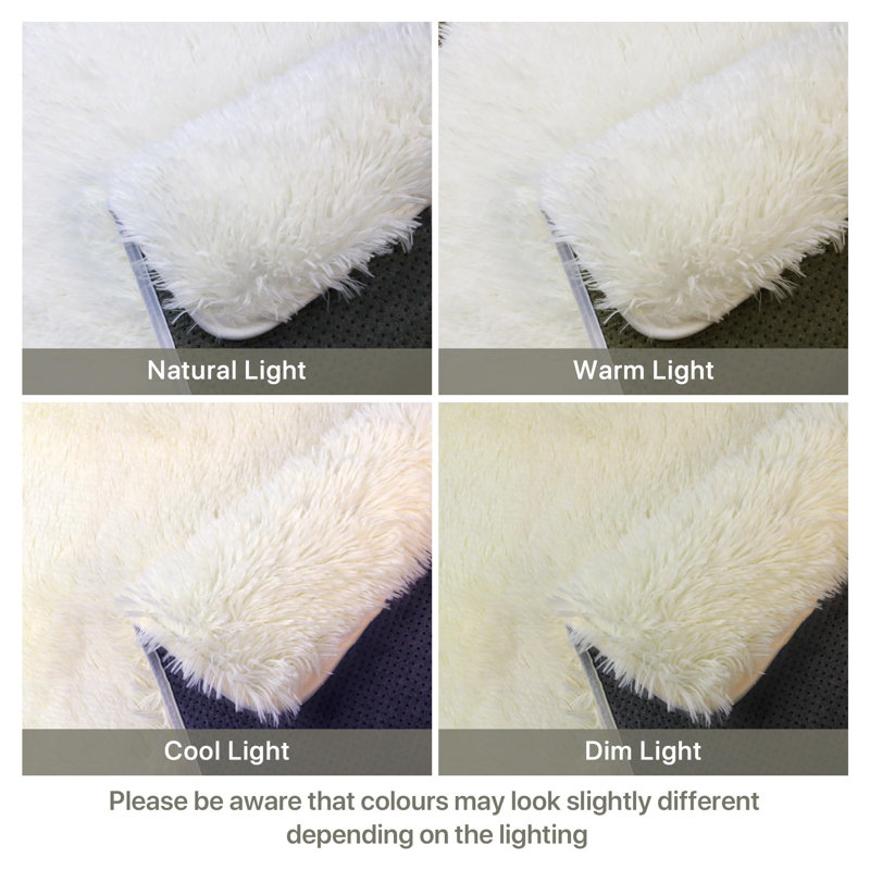Super Soft Shaggy Area Rug, White, Rectangle 200 x 280cm