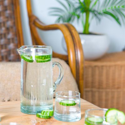 6x Merzouga 200ml Recycled Glass Tumblers with 1L Jug - By Nicola Spring
