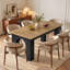 Table de salle à manger rectangulaire brune et noire de 160 cm (63 po) pour 6 personnes