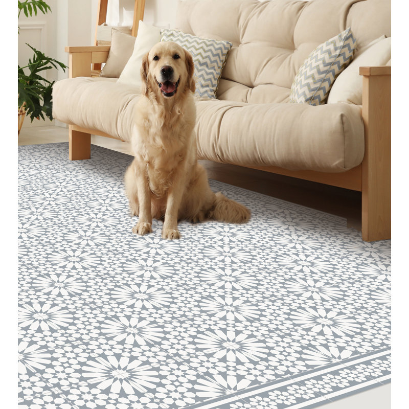 Abdiraxman Vinyl Machine Printed Area Rug, Rectangle 4'4.4" x 6'6.7"