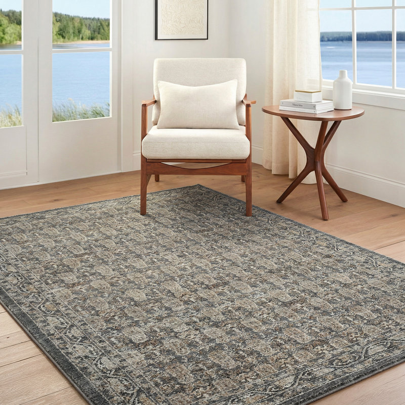 Moroccan Area Rug, Rectangle 200 x 290 cm, Green/Grey/Brown