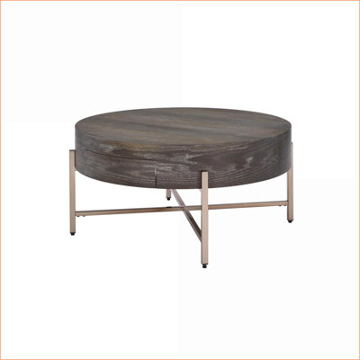 Table basse transparente en acrylique avec base en X en métal cuivré, plateau amovible et amp; Surface facile à nettoyer