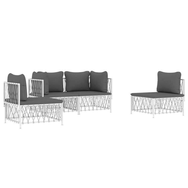 Ensemble de conversation avec coussins 4 pièces, Blanc
