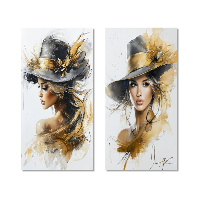 «Glam Fashion Woman Portrait in Autumn - Black Fashion», reproduction d'art murale en métal 2 pièces, 32" H x 32" W