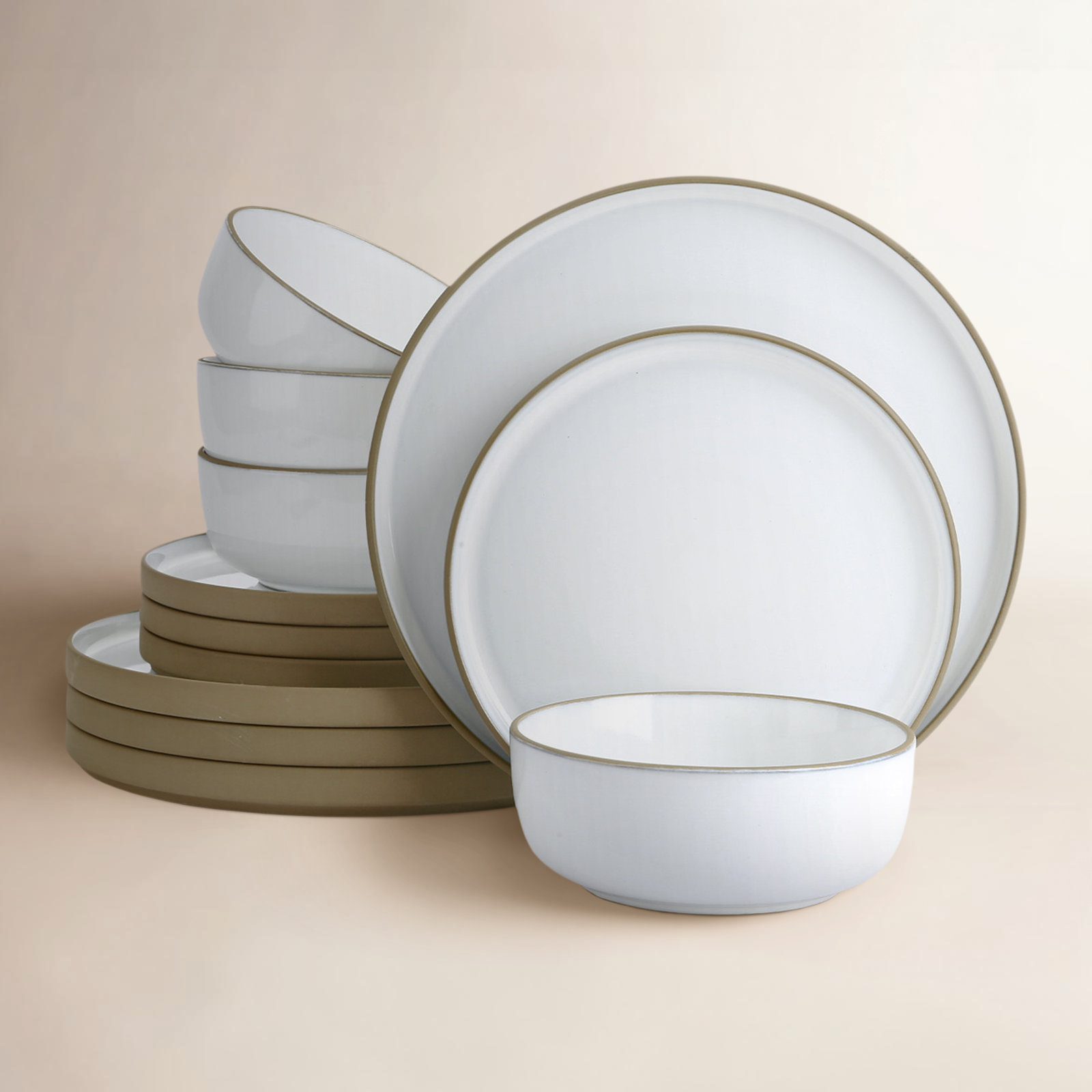 Stoneware Dinnerware Set, Snowy White