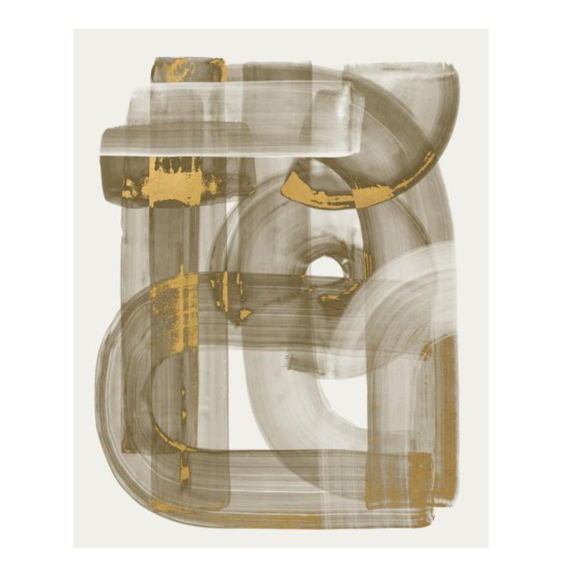Stroke Layering In Gold LI Painting by Guseul Park, Glass Coat, 38" H x 30" W x 1.5" D