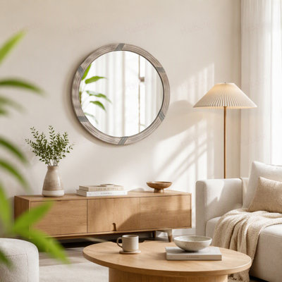 Miroir mural de style contemporain, miroir mural décoratif rond, miroir circulaire élégant (seulement miroir mural)