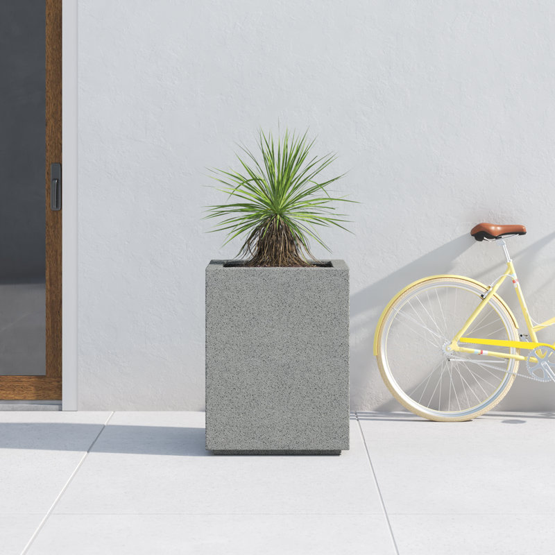 Langer Tall Lightweight Outdoor 23" x 18" x 30" Column Planter Box, Gray Granite