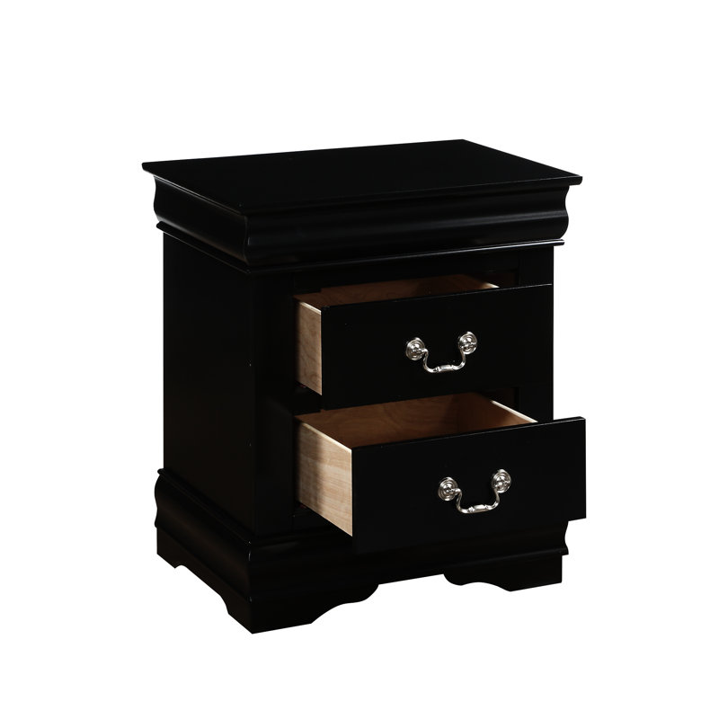 Table de chevet noire de conception moderne pour chambre à coucher - profondeur de 15 po x hauteur de 24 po sophistiquée avec amplement de rangement et poids de 28 lb