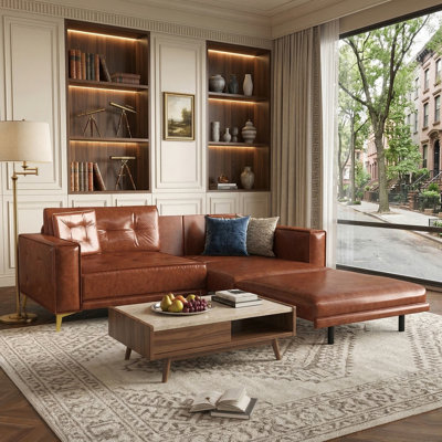 92"Faux Leather Convertible Sleeper Sofa with Wide Armrests And 31.5" Wide 4 Seat