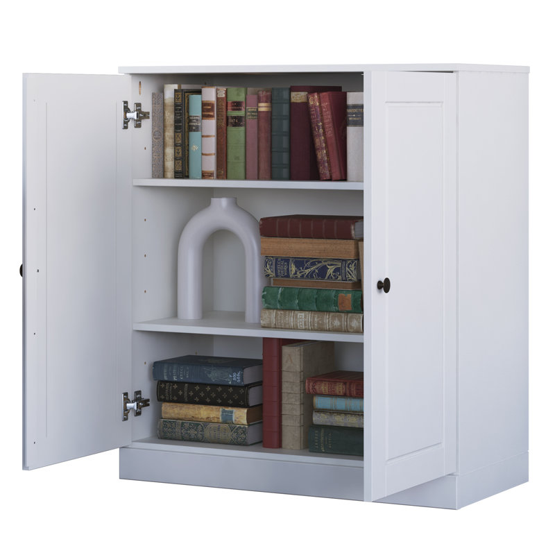 Palace Imports 100% Solid Wood Short Bookcase with Doors, Adjustable Shelves, Modular Storage Bookshelf, 32" W x 35.75" H