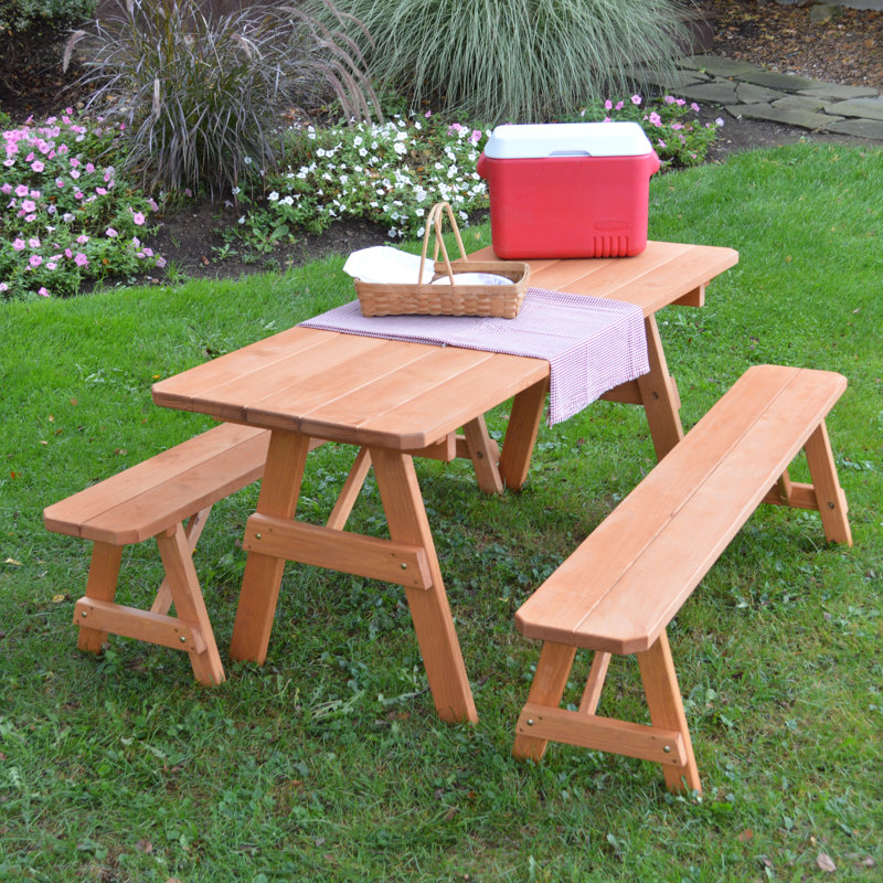Table de pique-nique 3 pièces Summerhill, Teinture cèdre, L 70 po x l 27 po x H 30 po