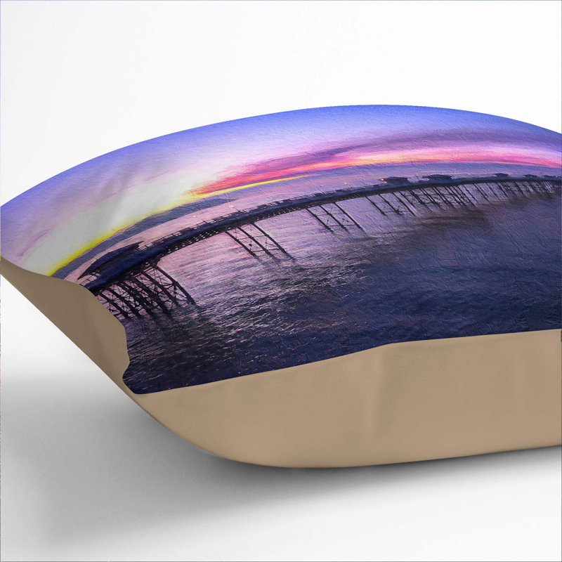 Pier in Llandudno Wales Cushion with Filling, 40cm H x 40cm W x 15cm D, Stone