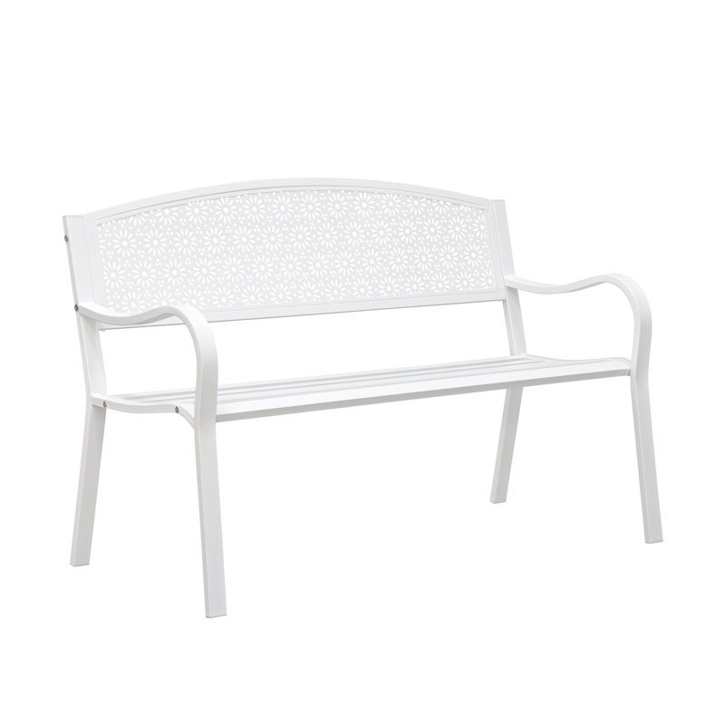 Banc d'extérieur en métal Brka, Blanc