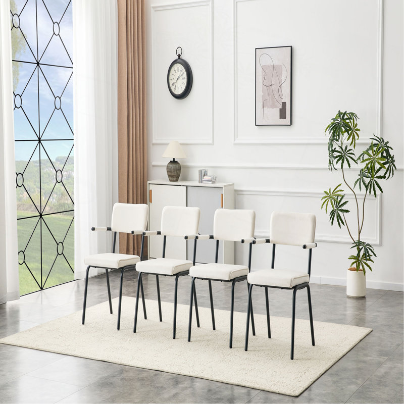 Chaises de salle à manger, chaises de salle à manger rembourrées et rembourrées avec un velours doux et doux pour la peau, accoudoirs à suspendre à la table, pieds en métal avec revêtement en aérosol