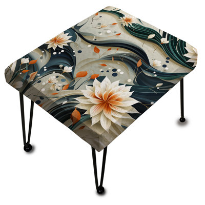 Blanc et sarcelle Essence florale de tranquillité - Repose-pieds rectangulaire floral