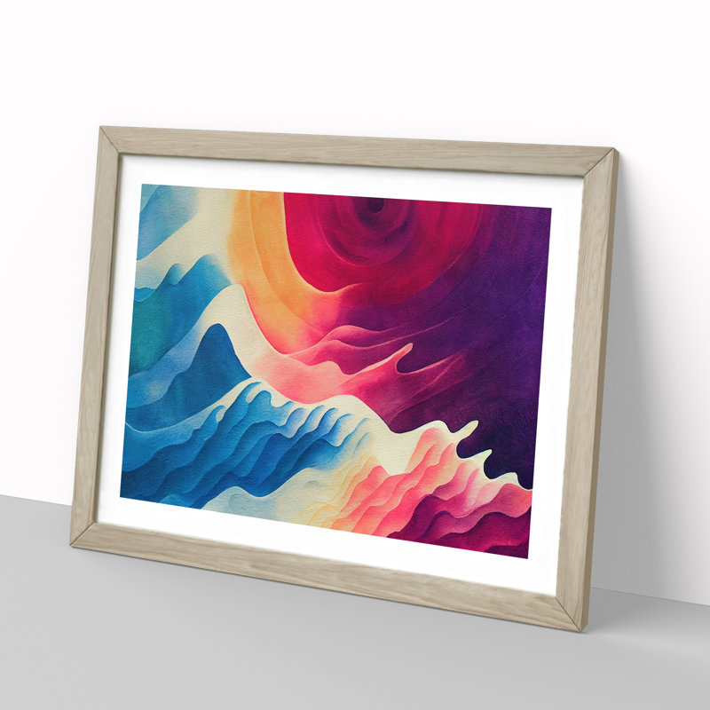 Edgy Modern Abstract - Single Picture Frame Print, 25cm H x 34cm W x 2cm D, Oak Frame