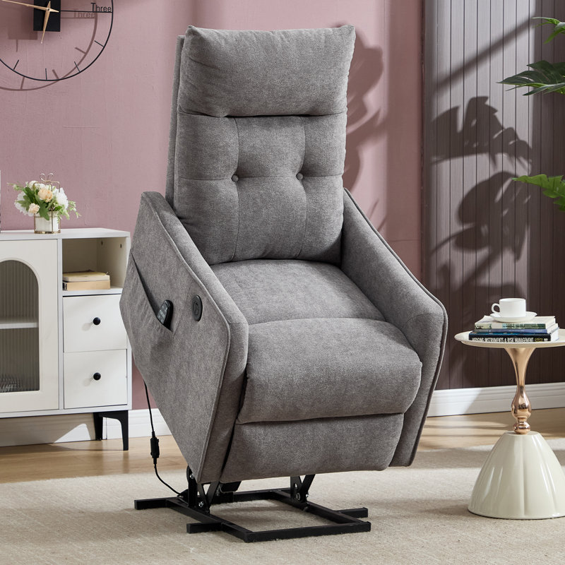  25" W Power Lift Chair Recliners Infinite Position With Heat and 8 Point Massage, Light Gray