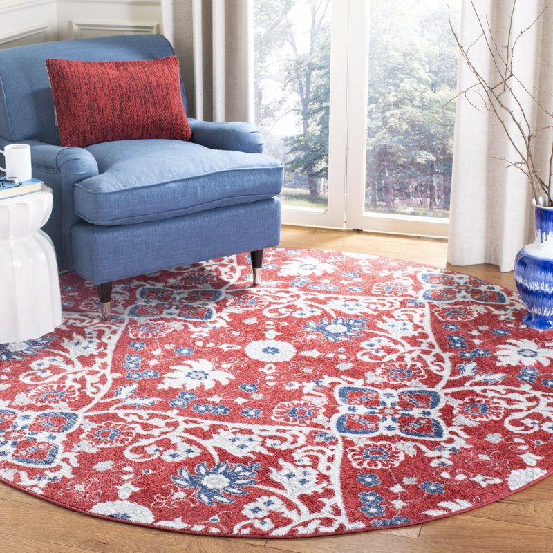 Tapis rouge / ivoire Evart Southwestern, Rond 6 pi 7 po