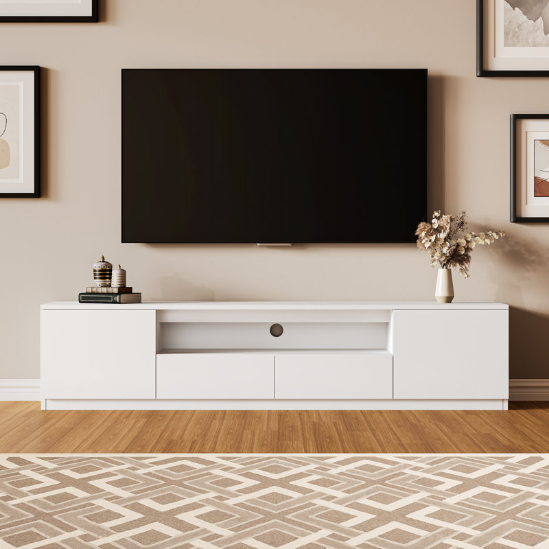 78.7"W White TV Stand for 55/65/75 Inch TV,  Modern Wood Entertainment Center with 2 Cabinet and 2 Drawers, Media Console and TV Console Table with Storage for Living Room and Bedroom