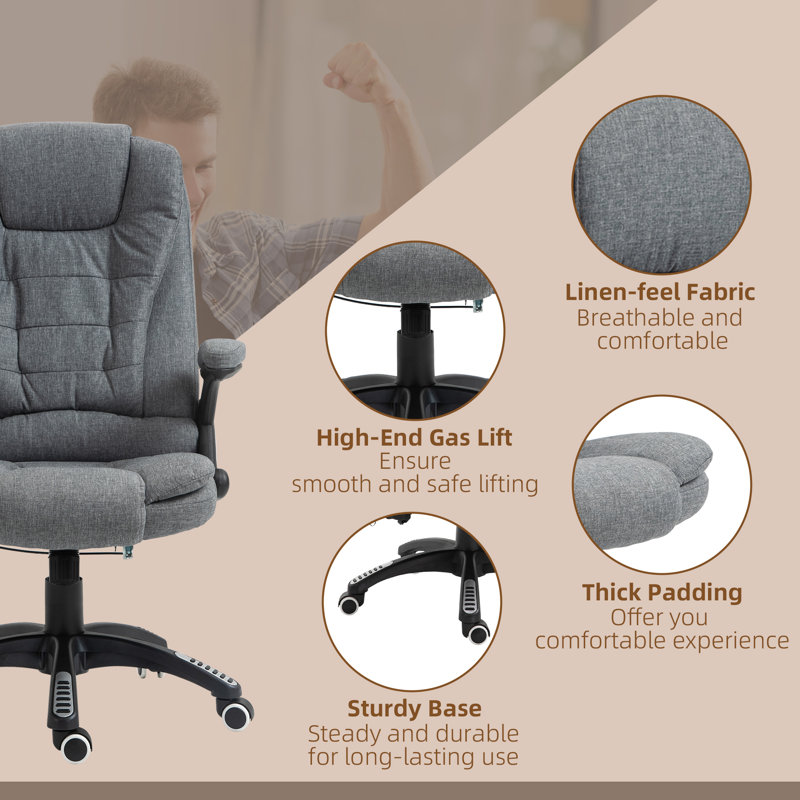 Fauteuil inclinable massant et chauffant, Lin gris
