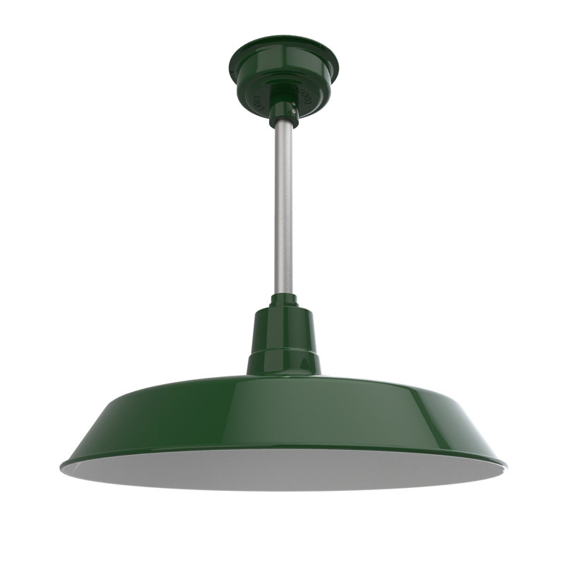 Luminaire suspendu en forme de dôme à 1 lumière DEL Haleigh, Vert rétro / argent galvanisé, H 48 po x l 22 po x P 22 po