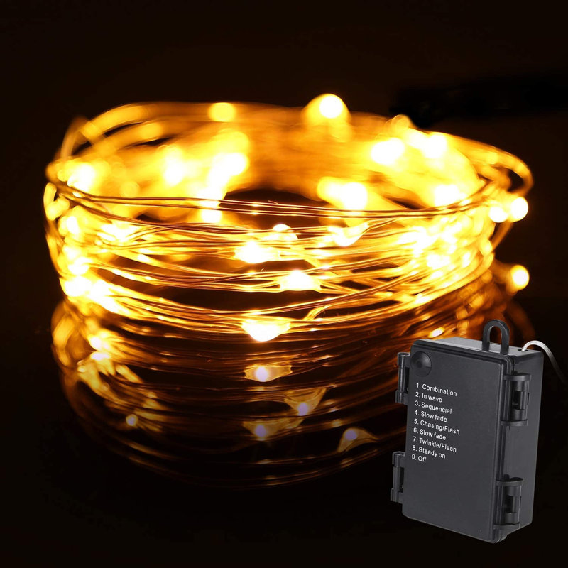 20ft LED String Lights, IP65 Waterproof Warm White Copper Wire Lights, 8 Modes Fairy Lights