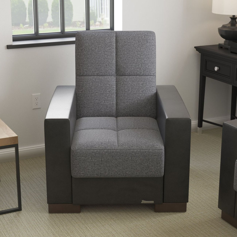 Fauteuil convertible en polyester rembourré Primenest Nimbusflow, Chenille grise