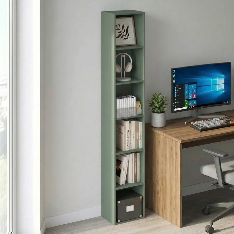 Wrought Studio? Chontel 6-Tier Open Shelf Bookcase, Sage Green