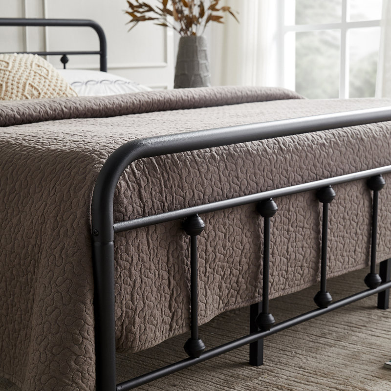 Gauvin Steel Platform Bed Frame, Très grand, Noir / argent