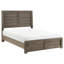 Lit double pour chambre à coucher de style rustique avec finition grise, fabrication en bois et tête / style gris, rails de tête de lit à profil bas pour meubles
