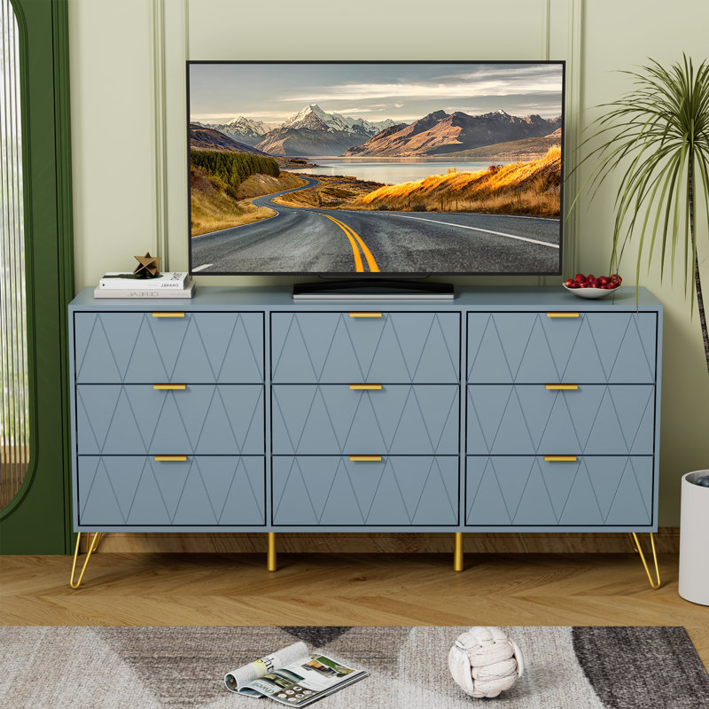 Telfair 58.9'' W 9 - Drawer Dresser, Blue