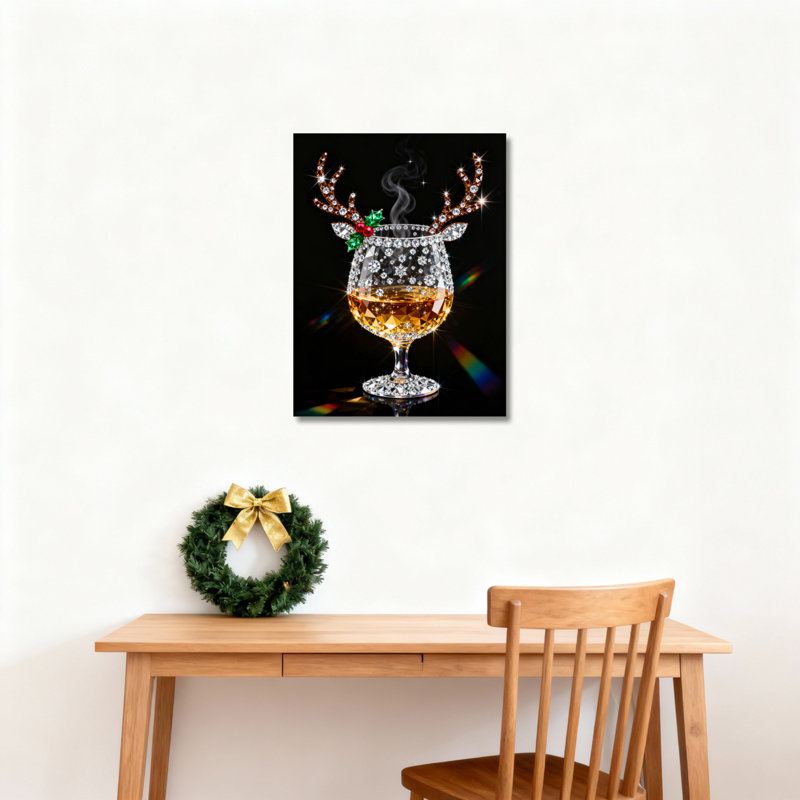 Renne, toile de verre, art mural, H 36 po x l 24 po