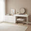 Coiffeuse moderne pour la chambre à coucher, coiffeuse à maquillage avec 8 tiroirs, coiffeuse avec plateau de table extensible, fauteuil de coiffeuse et miroir, blanc crème