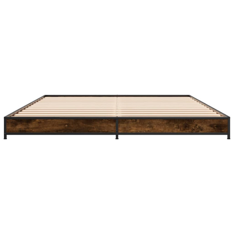 Vidaxl Bed Frame Engineered Wood And Metal, Smoked Oak, 120 x 200cm