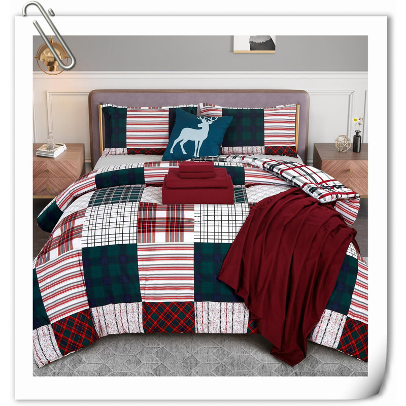Quilts Machine Woven Quilt, Red/Green Patchwork